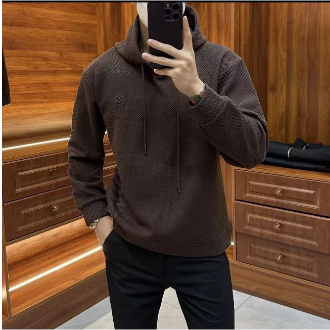 秋季潮男新款轻奢高品质流行欧货时尚休闲显瘦连帽宽松长袖款卫衣