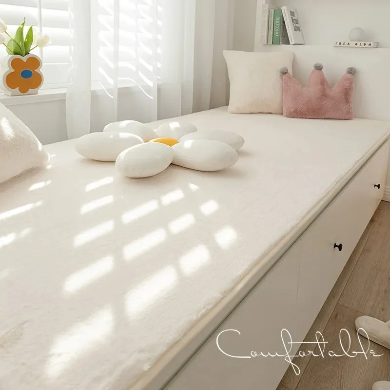 秋冬季飘窗垫窗台垫仿兔毛绒加厚海绵垫防滑网红卧室阳台榻榻垫子