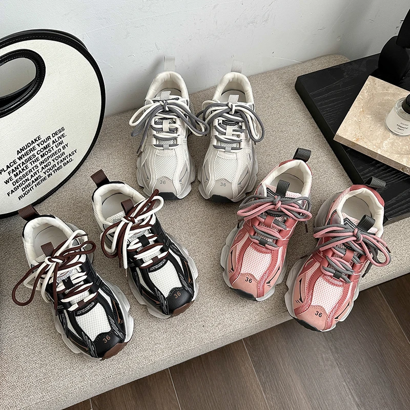 爆款厚底老爹鞋女款2023春秋新款透气炸街轻便运动休闲跑步鞋子潮