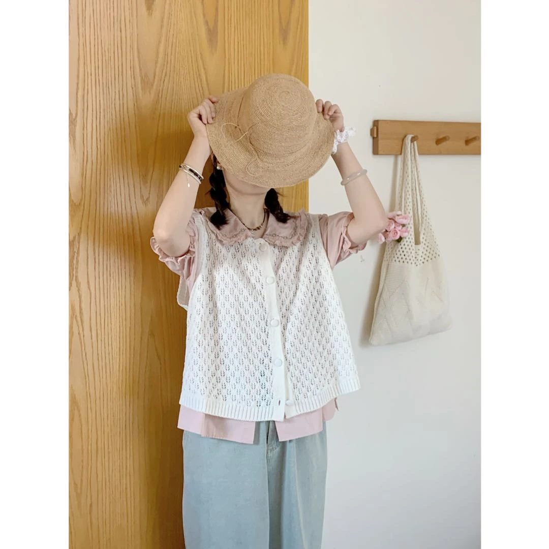 【花朵马甲】蕾丝气质洋气夏季针织薄款宽松马甲