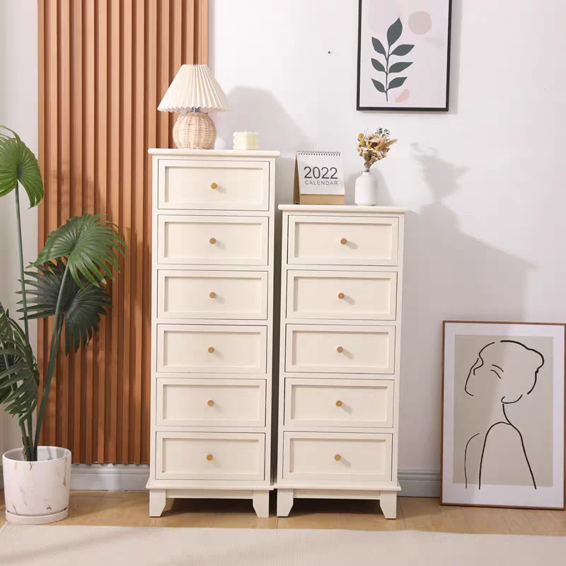 美式实木斗柜网红奶油风客厅柜象牙白床头柜简约现代多层收纳柜子