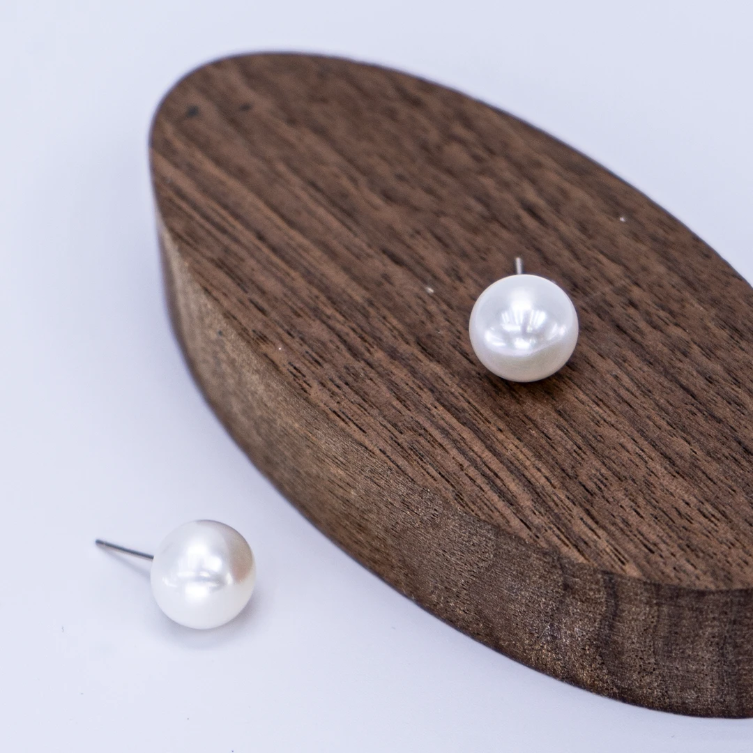 10-11极光淡水无核珍珠冷白耳钉耳饰