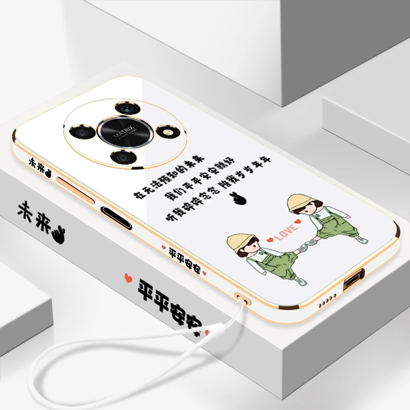 电镀平平安安荣耀X30手机壳【侧边图案+镜头保护+送挂绳】