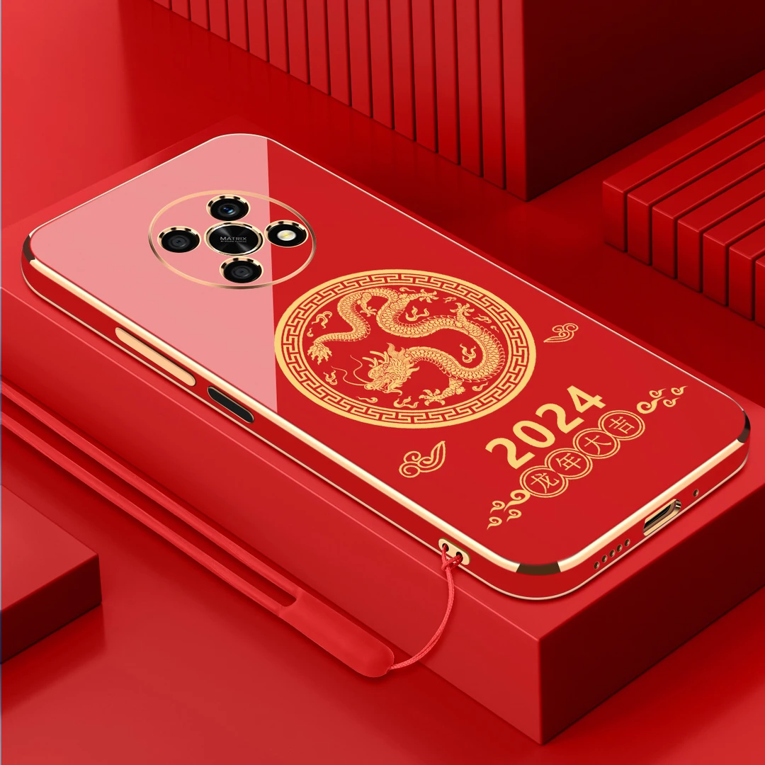 电镀2024龙年适用荣耀x30手机壳防摔硅胶保护壳直边软壳手机套