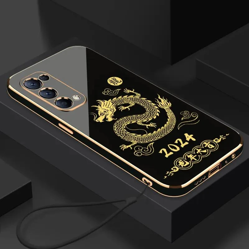 2024龙年大吉OPPOReno5K手机壳全包硅胶防摔电镀软壳【送挂绳】