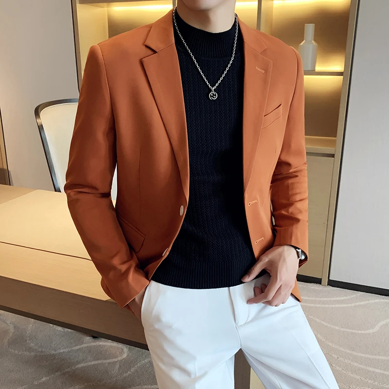发型师西装男韩版潮流修身春季新款单西服男装小西服休闲男士外套