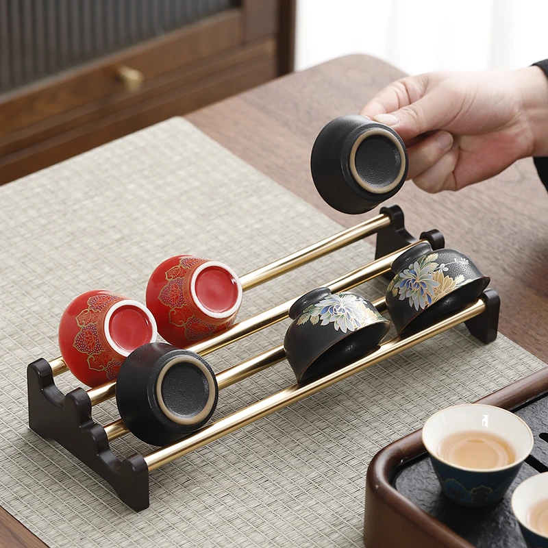 陶瓷沥水架家用收纳茶杯架水杯挂架茶道置物高档茶具配件茶杯收纳