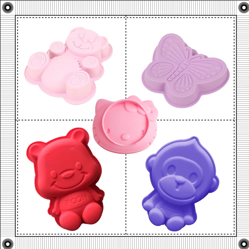 创意蝴蝶米奇维尼熊硅胶蛋糕模网红冰块模耐高温烘焙米糕模具石膏