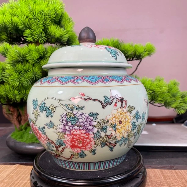 大号将军罐牡丹花密封罐储蓄罐防潮防霉109