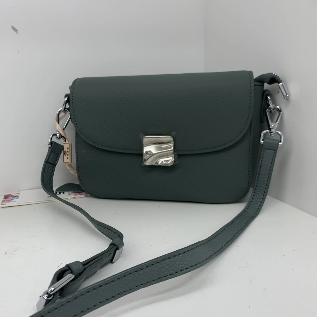 【头层牛皮】真皮女包单肩斜挎包6623杏仁绿