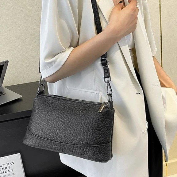 【头层牛皮】28x16cm真皮女包单肩斜挎包女士斜跨休闲肩包简约2225