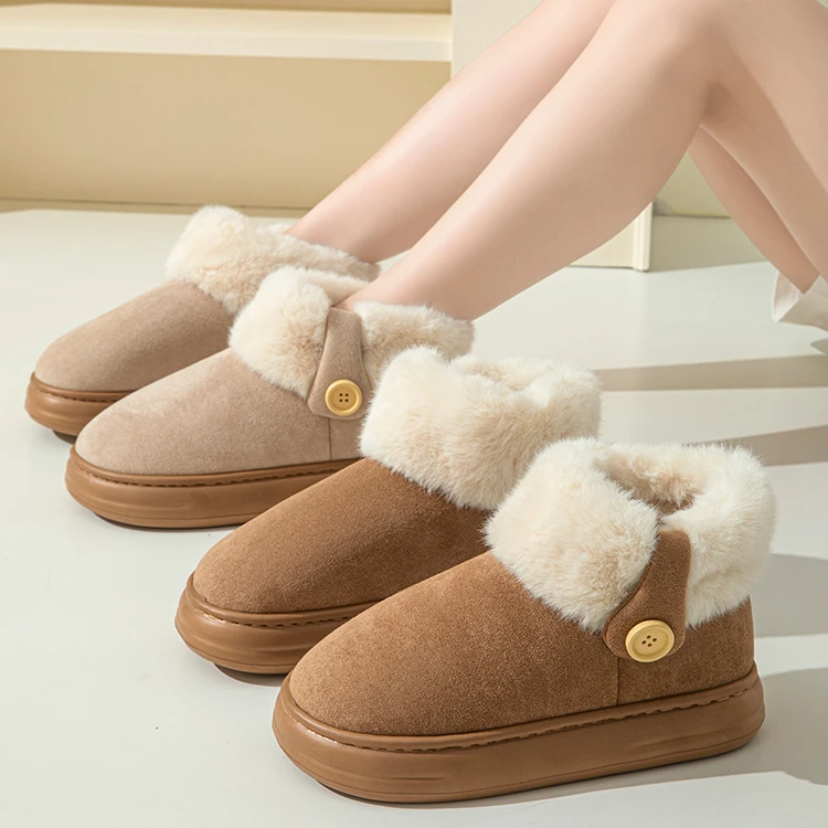 雪地靴女款高档美拉德系棉鞋冬季加绒外穿厚底室内时尚保暖鞋1192