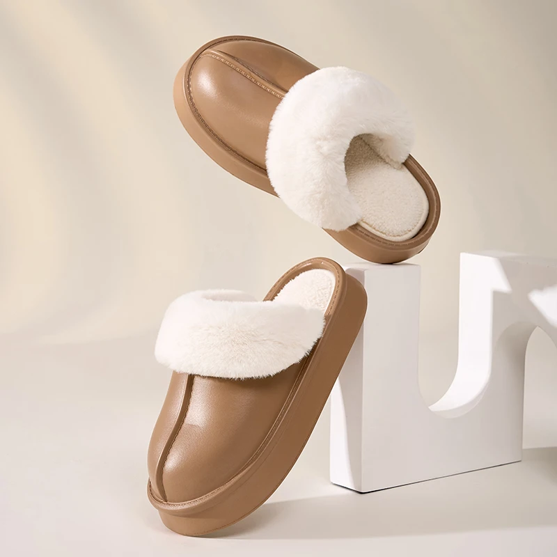 防水棉拖鞋秋冬家居厚底防滑可拆卸棉拖鞋女士厚底冬季加绒保暖