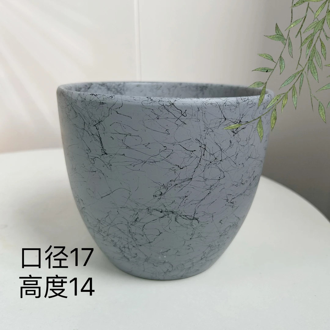 灰色梨形飞丝口17高14梨形花盆