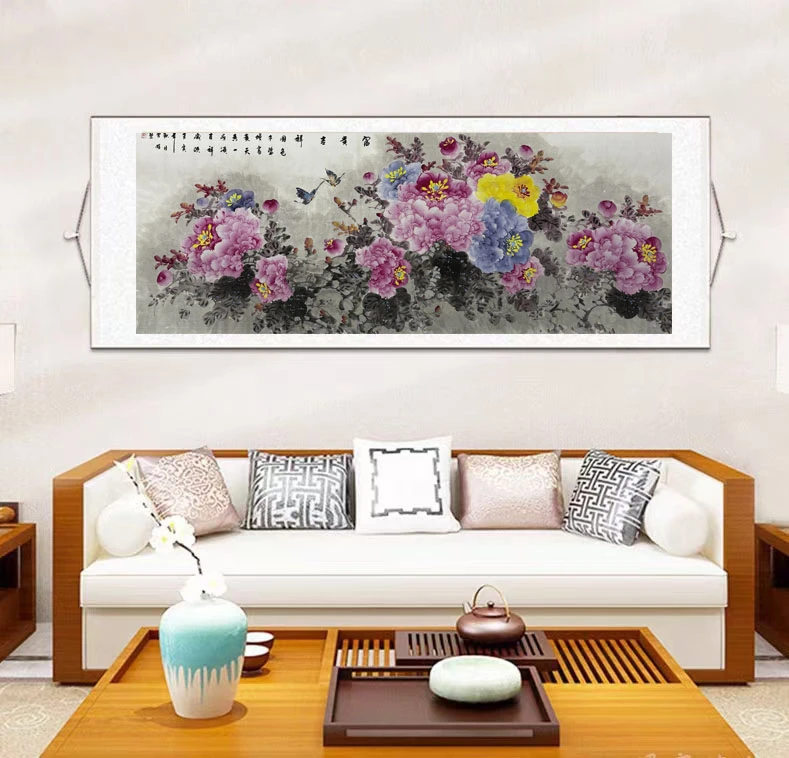 六尺《富贵吉祥》中堂玄关画走廊画办公装饰画卷画芯软轴装裱