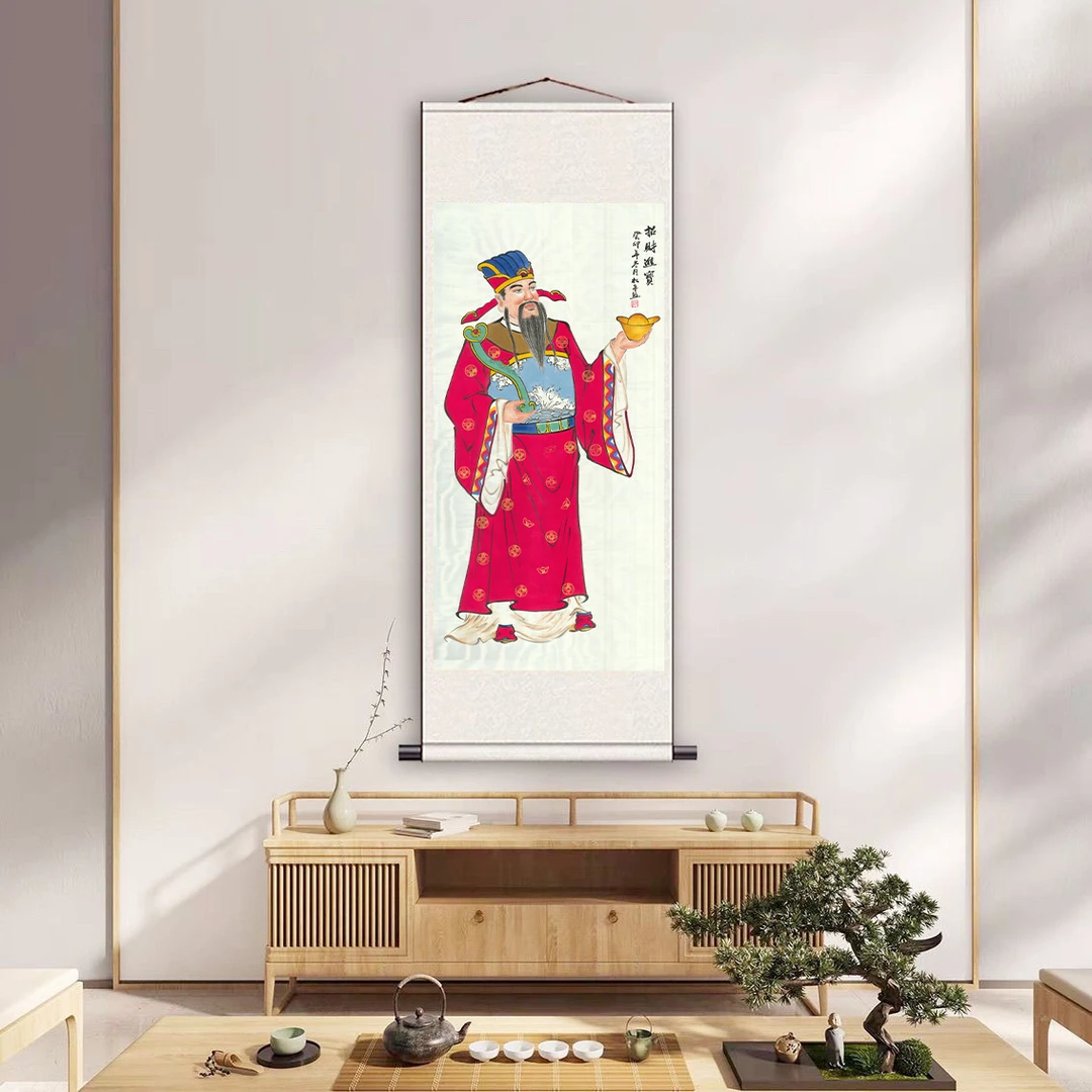 包邮《招财进宝》中堂画玄关话艺术装饰画软装裱