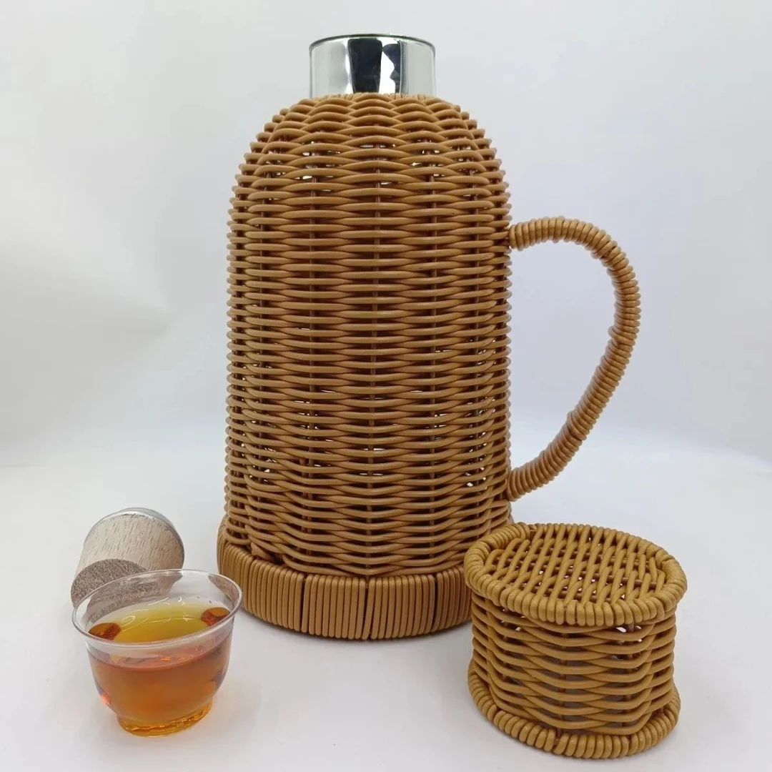 B10仿藤手工编织复古保温瓶暖水瓶
