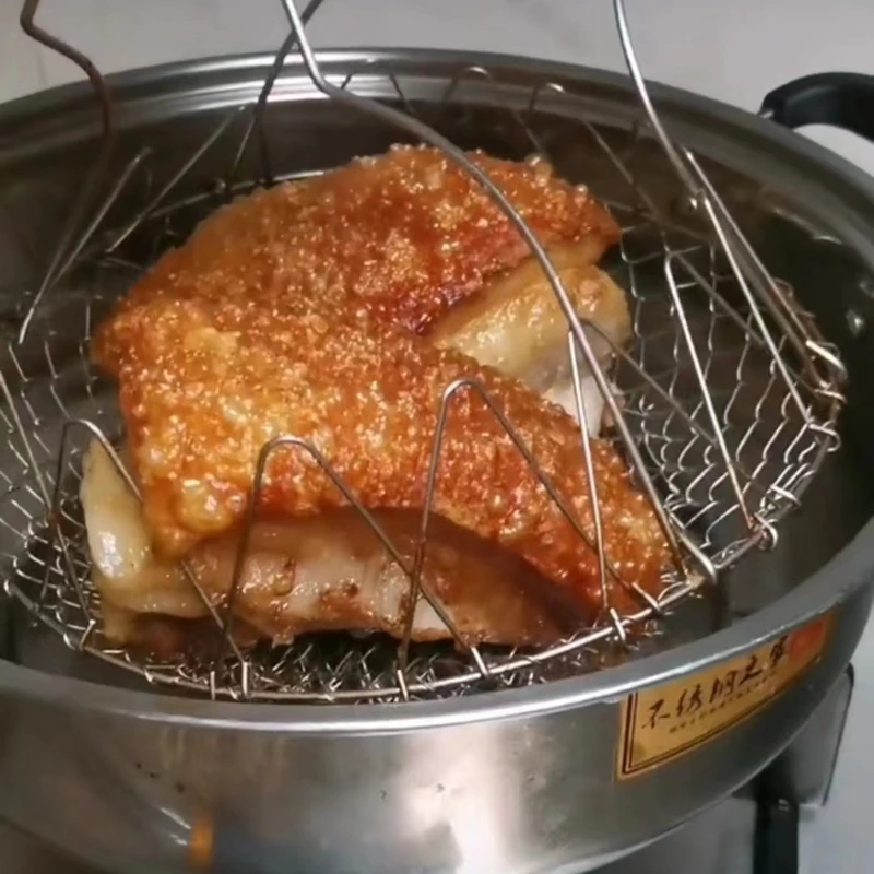 不锈钢炸扣肉专用漏勺过滤网隔油家用过滤网漏勺加厚炸篮折叠神器