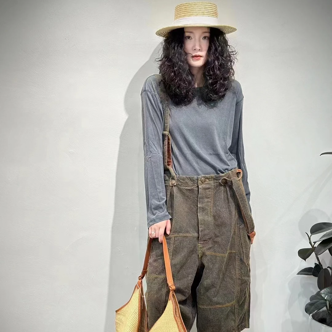 衣牧原创时尚背带牛仔裤