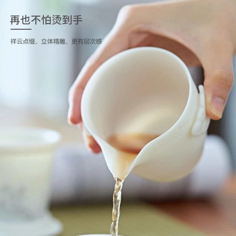 youmin/尤皿羊脂玉瓷自生釉白瓷一壶二杯套组快客 旅行便携快客包