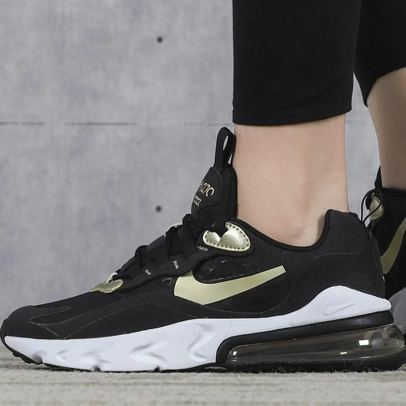 【微瑕】Nike 减震防滑低帮休闲跑步鞋女款黑白金 BQ0103-018