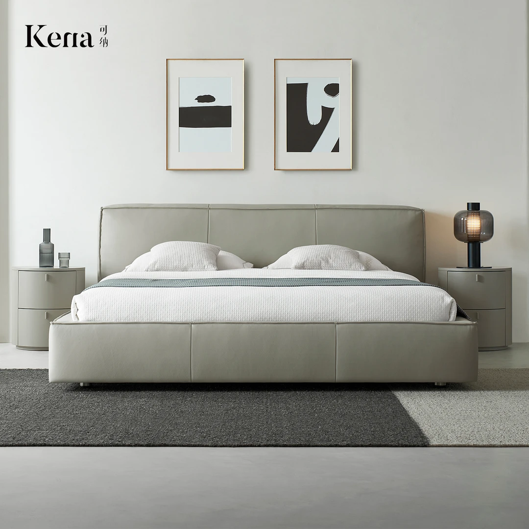 Kena可纳/吐司全真皮床现代简约主卧高端大气意式极简设计师婚床Z