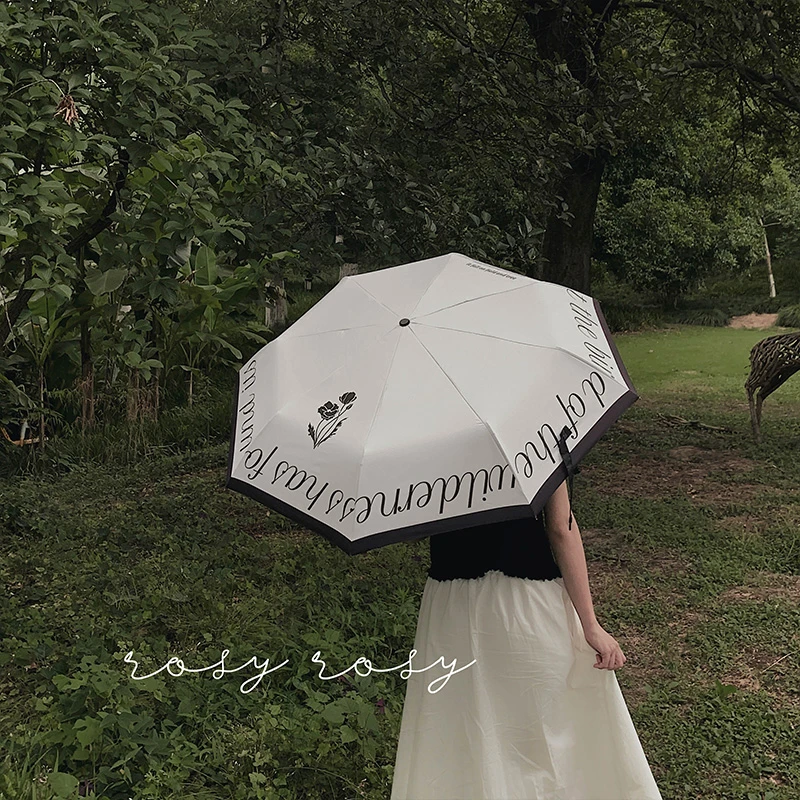 【伦敦晚报】法式复古女晴雨两用雨伞遮阳太阳伞防晒防紫外线黑胶