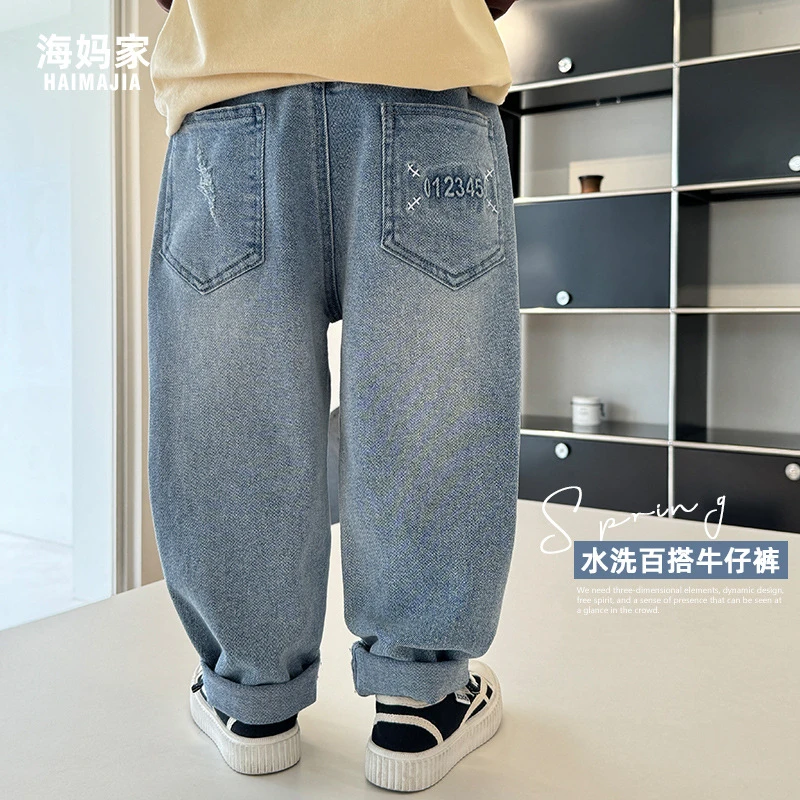 【重工水洗】男童水洗百搭潮范牛仔裤春季新款韩版裤子|24aj11