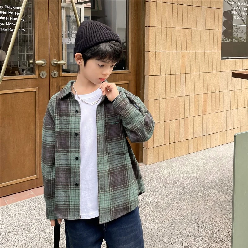 【棉质格子衬衫】男童格子长袖衬衫痞帅炸街潮款|23cb11