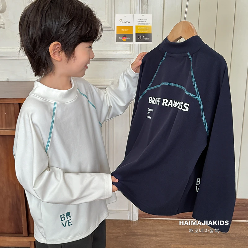 福利品【重工插肩袖】男童打底衫秋冬款长袖t恤儿童保暖上衣|24da16