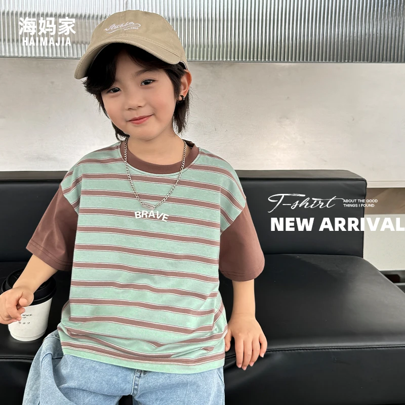 【618专享价】男童插肩袖T恤夏季新款中大童条纹上衣|24ba18