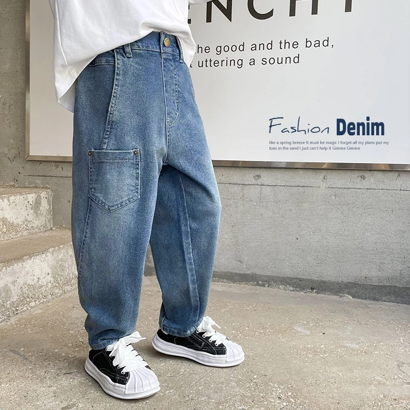 【个性牛仔】男童牛仔裤春秋款休闲中大童潮流长裤潮|23cj15