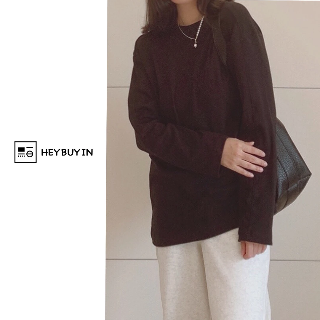 HEYBUYIN【纯棉分割线T恤】原创圆领百搭设计感宽松长短袖休闲上衣