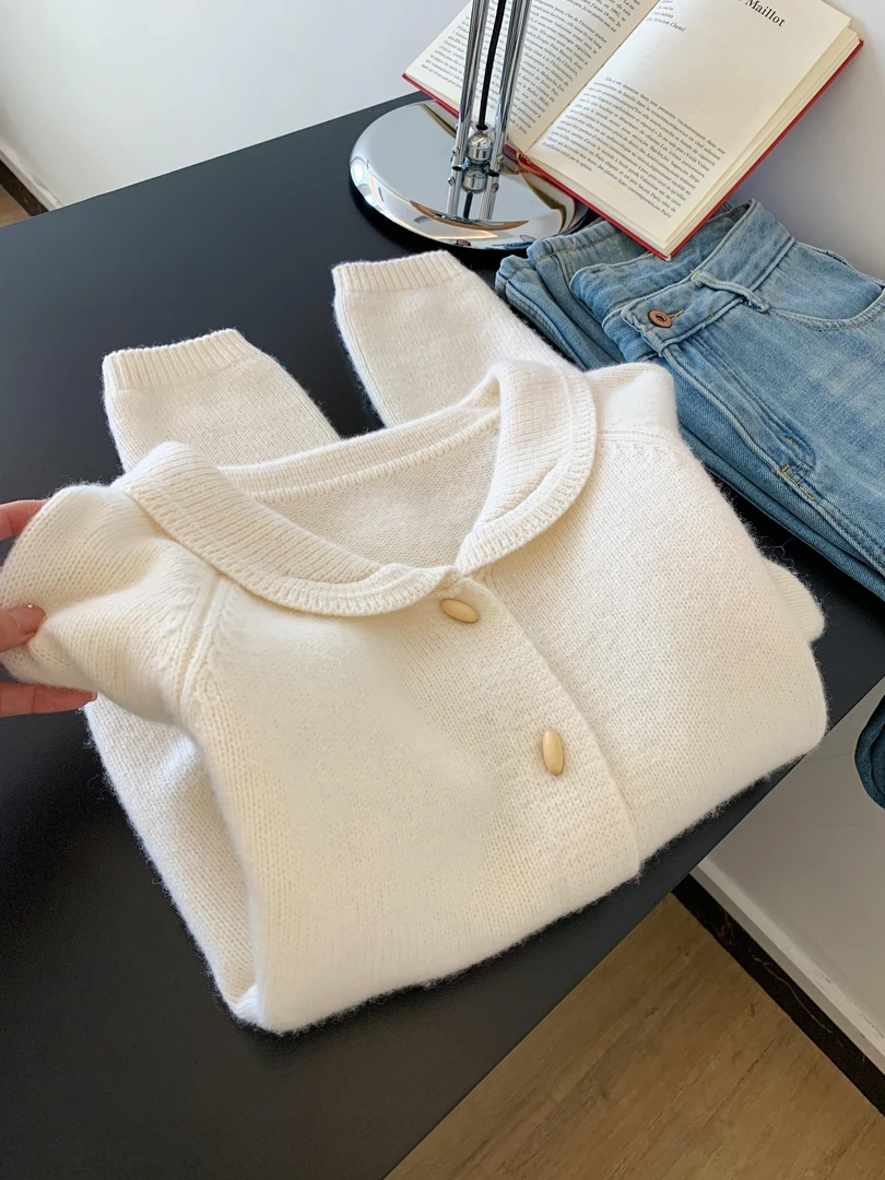 韩版时尚简约休闲百搭长袖针织外套女秋装2024新款气质显瘦上衣女