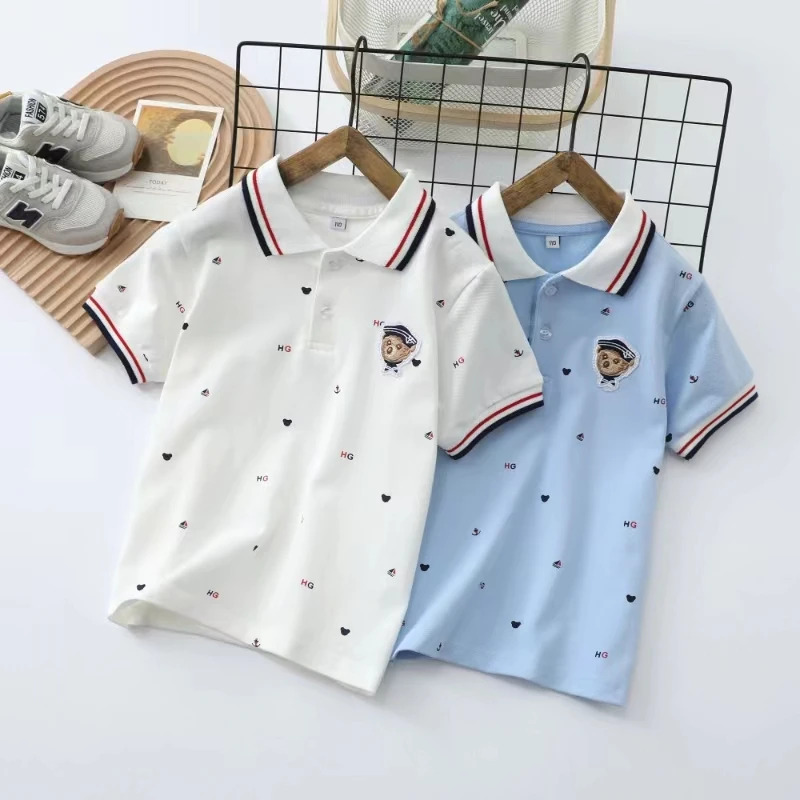 「绅士小熊珠地棉」中大童男童poloT恤上衣6756—S