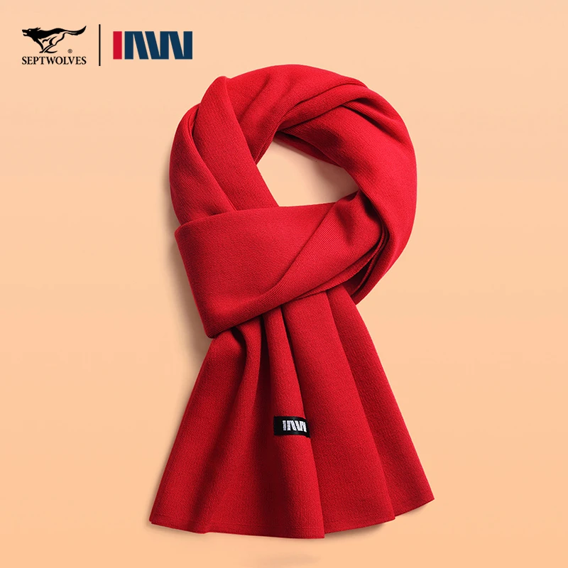 七匹男士本命年红色围巾2025新款冬季时尚保暖防寒送男友老公围脖