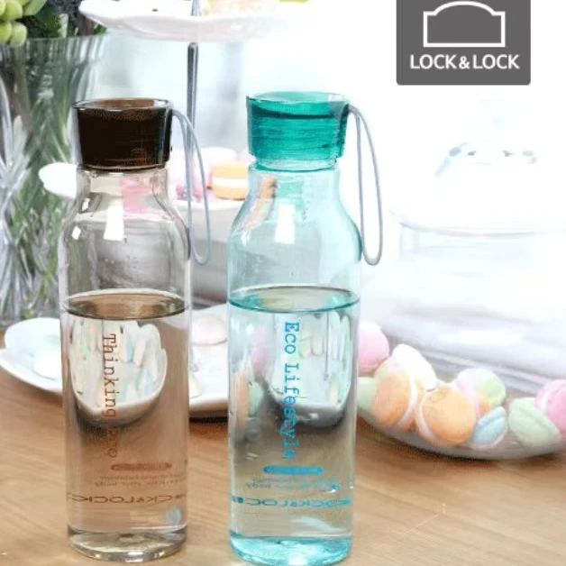 LocknLock透明运动提绳塑料水杯便携式550ML防漏大容量HLC644耐热
