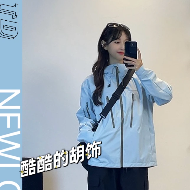 春秋新款单层透气冲锋衣户外男女情侣防水登山服外套