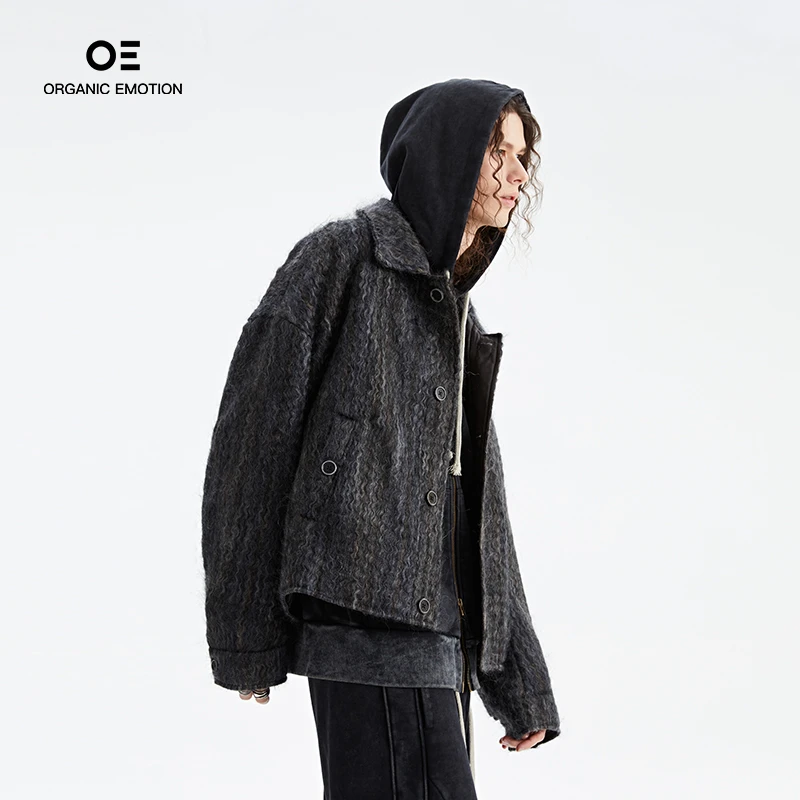 Organic Emotion｜OE马海毛绵羊毛自然卷曲面翻领夹克版型外套JH51