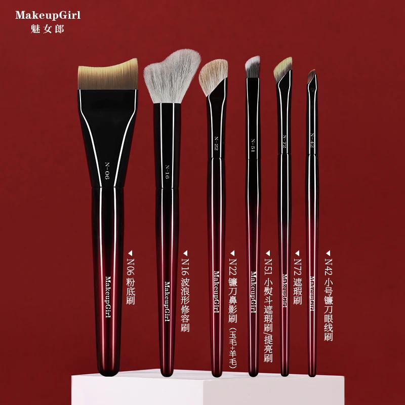 【李李专属】魅女郎朱釉6支化妆刷粉底刷修容刷鼻影刷眼线刷遮瑕刷