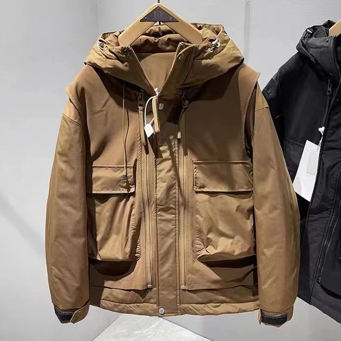 *8856（红咖）假二件件新款防风连帽帅气保暖(无水洗标)外套-非标