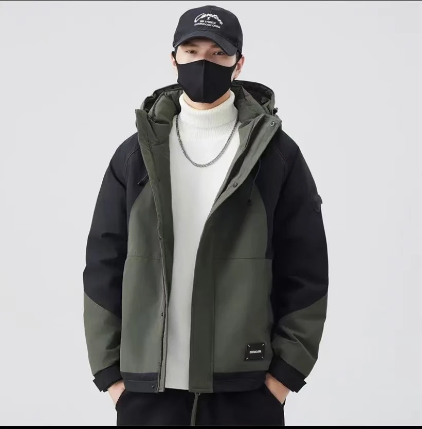 *【北国雪夜】绿#情侣撞色拼接（无水洗标）外套-69001非标