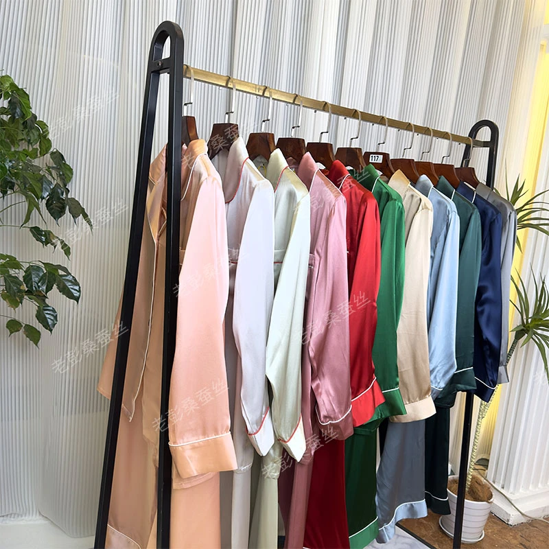 【桑蚕丝源头工厂】真丝睡衣女士长袖简约100%桑蚕丝套装A9901-1