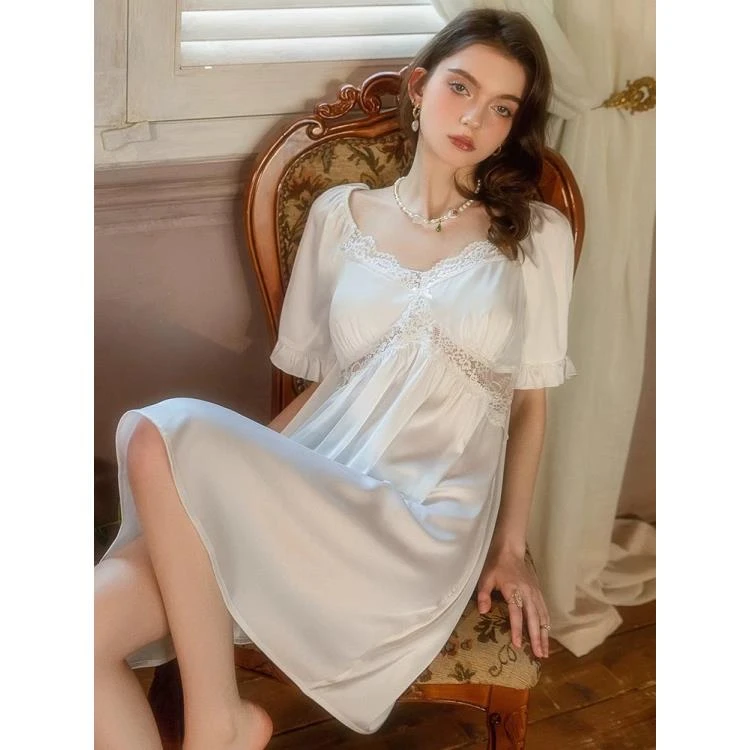 【日月禾】桑蚕丝睡裙重磅百分百桑蚕丝自带胸垫S2201