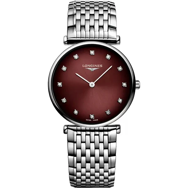 全新未使用 Longines/浪琴 波尔多红色表盘镶钻女表L4.512.4.91.6