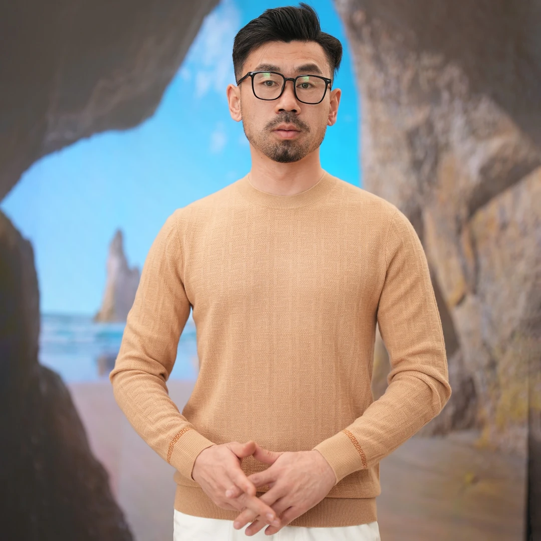 【福利上新】提花设计 春款100%纯羊毛 男士羊毛衫毛衣男HM175