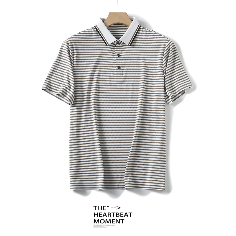 夏季新款男士条纹polo衫凉感透气舒适亲肤休闲百搭宽松翻领TX3016