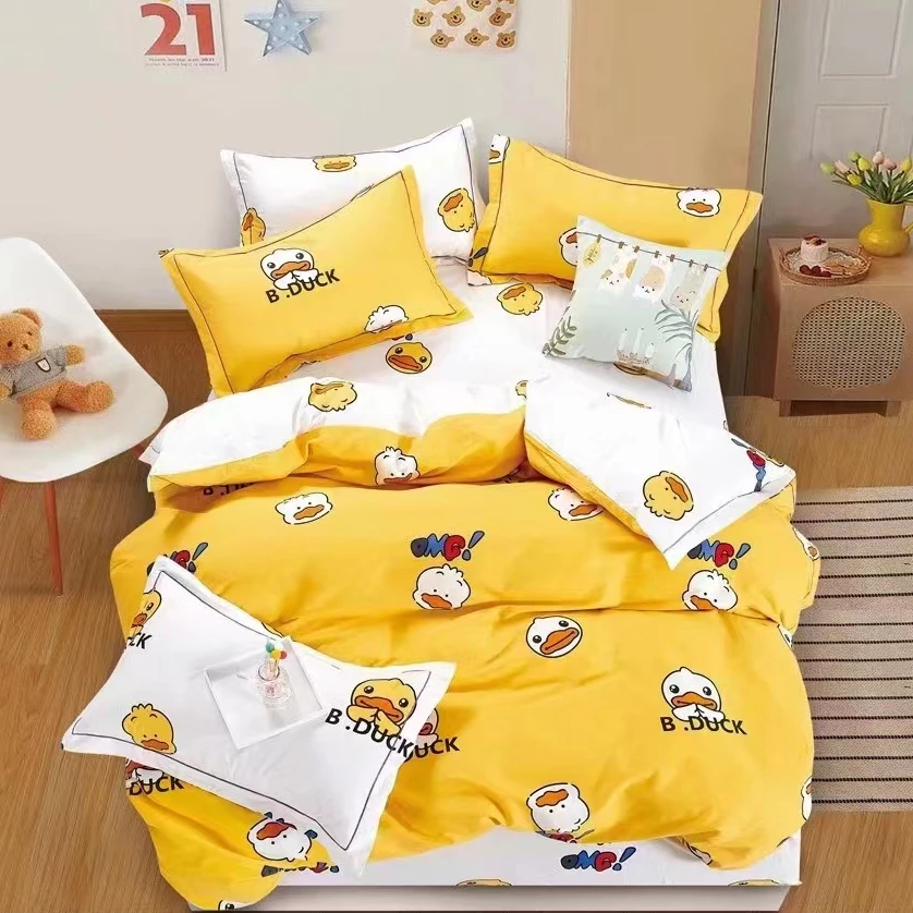 英子家纺-纯棉订制-纯棉高支高密斜纹面料-小黄鸭-AB版