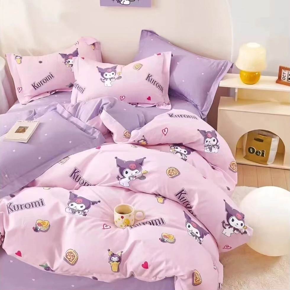 英子家纺-纯棉订制-纯棉高支高密斜纹棉面料-甜心库洛米-AB版