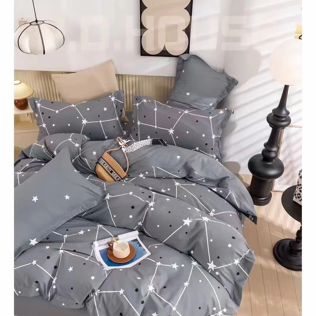 英子家纺-纯棉订制-纯棉高支高密斜纹棉面料-满天星-AB版